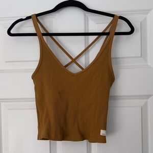 Vuori Mustard Ribbed Crop Top